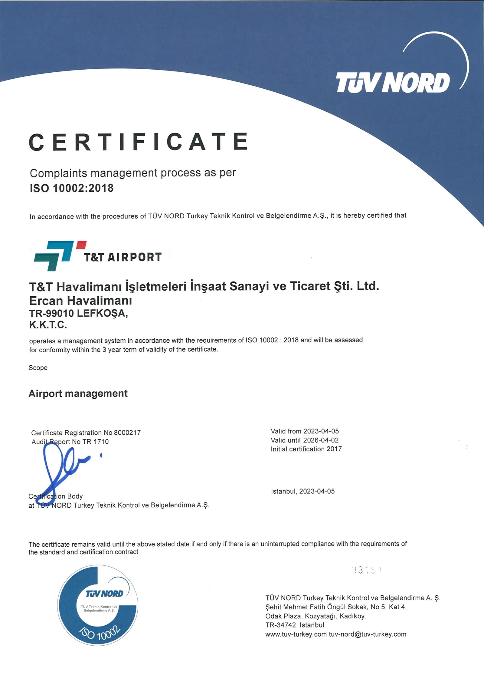 Kalite Güvence Belgesi